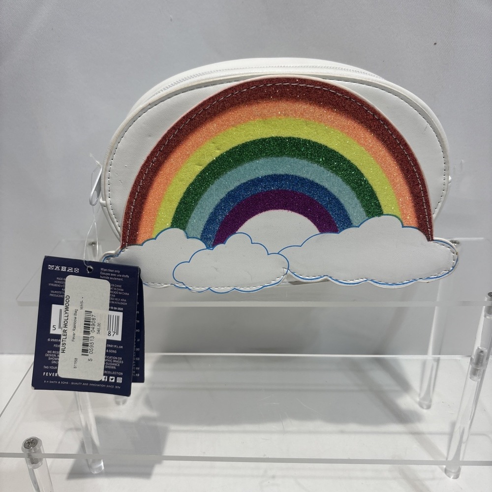 Fever/Hustler Hollywood Faux Leather Rainbow Bag Glitter Multi-color W/cloud
